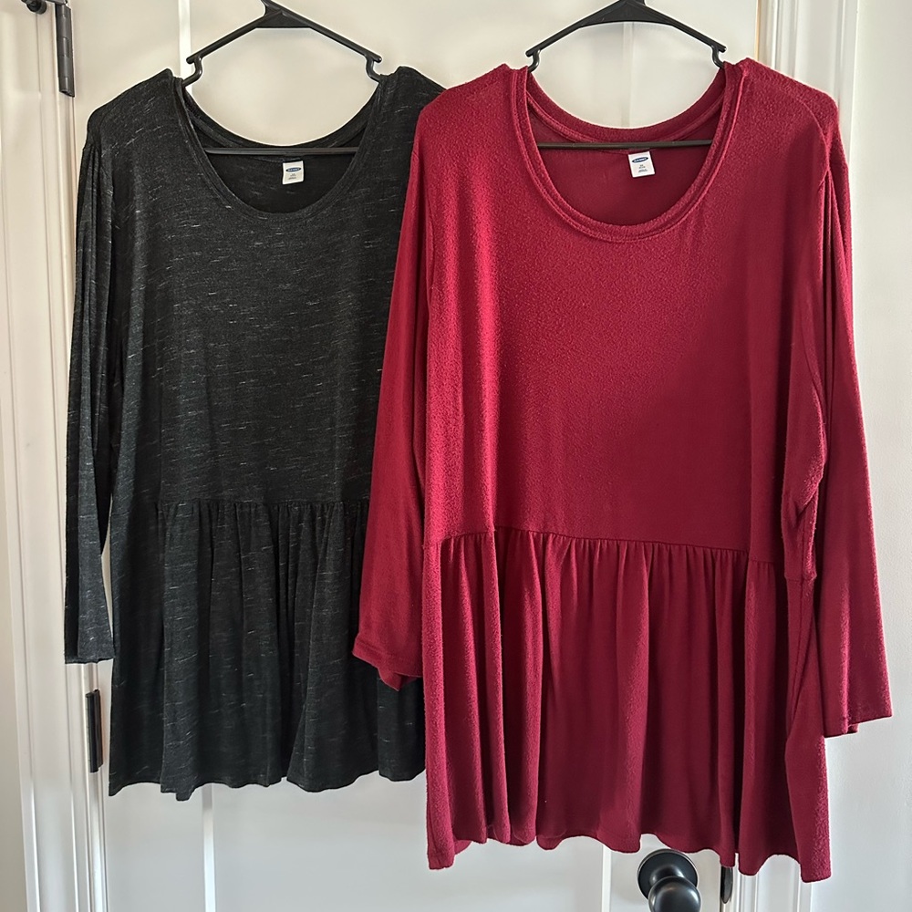 Two Long Sleeve Peplum Old Navy Shirts! Size 2X
